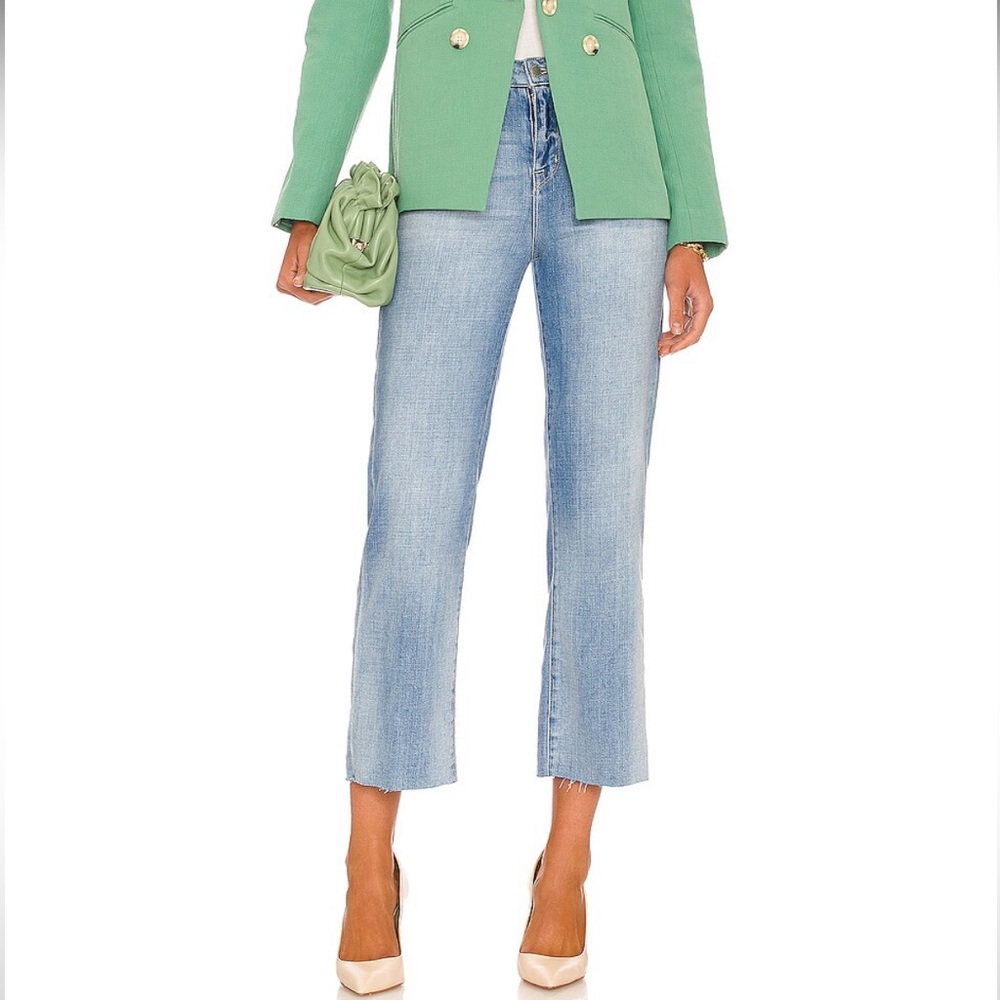 L'AGENCE Light Wash Blue Cropped Wide-Leg Jeans